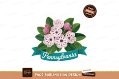 Pink flowers green leaves teal ribbon Pennsylvania Product Image 1