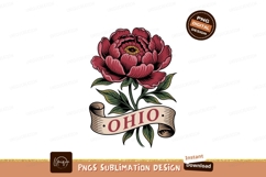 Red peony with Ohio banner flower green Product Image 1
