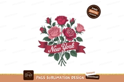 Roses with New York Ribbon pink green Product Image 1