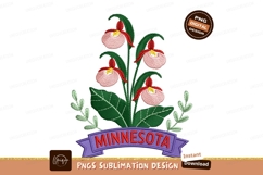 Pink Lady Slipper Flowers With Minnesota Banner image Product Image 1