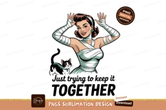 Bandaged woman with cat retro Product Image 1