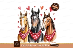 Three Horses With Heart Bandanas Art Product Image 1