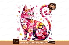 Floral Cat Watercolor Valentine Love Artwork Product Image 1