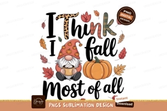 Gnome holding coffee cup with pumpkin and autumn leaves Product Image 1