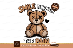 Stitched teddy bear with text brown black Product Image 1