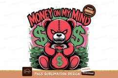 Angry red bear holding money bag dollar bills Product Image 1