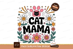 Cat Mama Graphic With Flowers And Stars Product Image 1