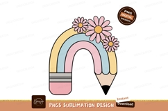 Pastel rainbow pencil with flowers daisy Product Image 1