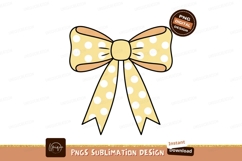 Yellow polka dot bow ribbon white Product Image 1