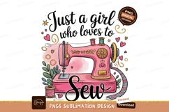 Girl Loves Sewing Machine Sublimation Png Product Image 1