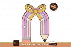 Pink purple pastel rainbow pencil bow image Product Image 1