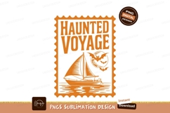 Haunted voyage stamp orange sailboat Product Image 1