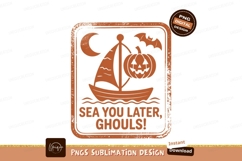 Orange sailboat pumpkin moon bat halloween Product Image 1