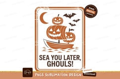 Orange pumpkin ship bats moon halloween boat Product Image 1