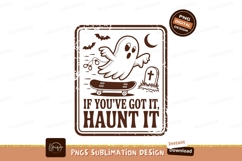 Spooky ghost skateboarding tombstone bats moon image Product Image 1