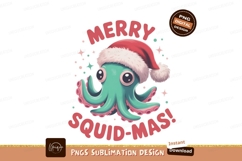 Cute octopus wearing santa hat christmas holiday Product Image 1