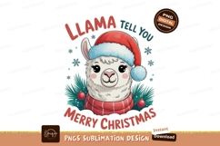Festive llama wearing santa hat and scarf christmas Product Image 1