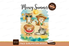 Cute cats enjoying summer vacation kittens beach Product Image 1