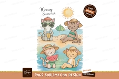 Four cats enjoying summer vacation beach Product Image 1