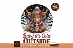 Highland cow winter cozy drink snow Product Image 1