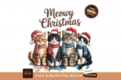 Festive felines wearing santa hats and scarves cats Product Image 1