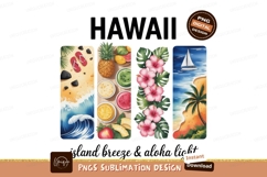 Tropical beach fruit flowers and sailboat image Product Image 1