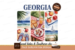Georgia beach picnic with peaches and sailboat image Product Image 1