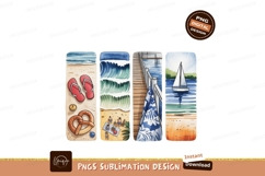 Beach scenes with sailboat and boardwalk ocean waves Product Image 1