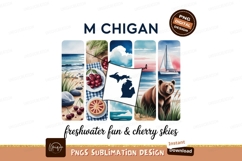 Michigan scenes cherry pie bear cherries sailboat Product Image 1