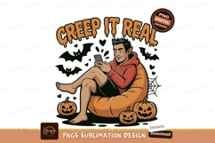 Man using phone on beanbag with pumpkins halloween Product Image 1