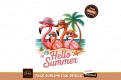 Flamingos beach vacation tropical paradise hats sunglasses Product Image 1