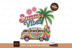 Colorful van palm tree surfboards flowers summer vibes Product Image 1