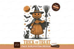 Halloween pumpkin witch black cat moon bats image Product Image 1