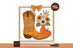 Orange cowboy boot sunflowers pumpkin bow image Product Image 1