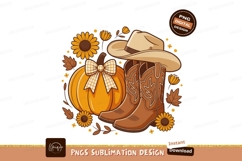 Autumn cowboy hat boots pumpkin sunflowers image Product Image 1