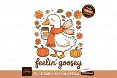 Duck wearing scarf holding coffee cup pumpkin Product Image 1