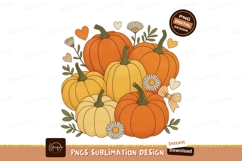 Autumn pumpkins floral hearts bow gourds orange Product Image 1