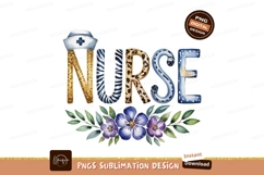 Watercolor Nurse Typography With Floral Decoration Product Image 1
