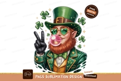 Leprechaun blowing bubblegum peace sign green beard Product Image 1