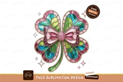 Stained glass clover bow sparkle pink Product Image 1