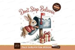 Bunny delivering gift at snowy mailbox rabbit present Product Image 1