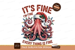 Festive octopus wearing santa hat with lights christmas Product Image 1