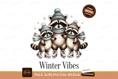 Raccoons ice skating winter scene hats Product Image 1
