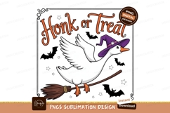 White goose flying broomstick witch hat image Product Image 1