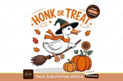 Whimsical witch duck flying with pumpkins broom Product Image 1