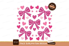 Pink Glitter Bows And Hearts Pattern Product Image 1