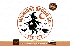 Witch flying broom moon bats stars image Product Image 1