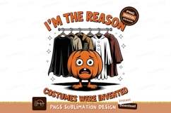 Scared pumpkin with hanging costumes halloween orange Product Image 1