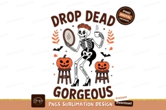 Skeleton holding mirror drinking coffee halloween pumpkin Product Image 1