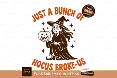 Witch holding pumpkin spooky Halloween orange Product Image 1